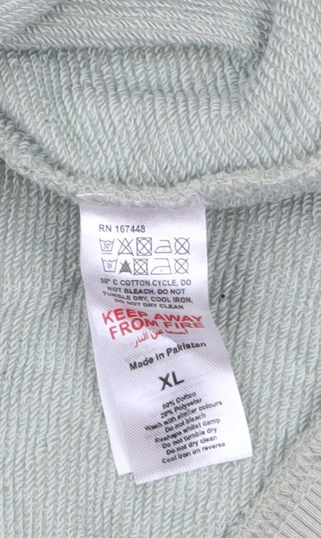 boohooMAN Men's Green XL Pullover Sweatshirt Crew Neck Regular Fit