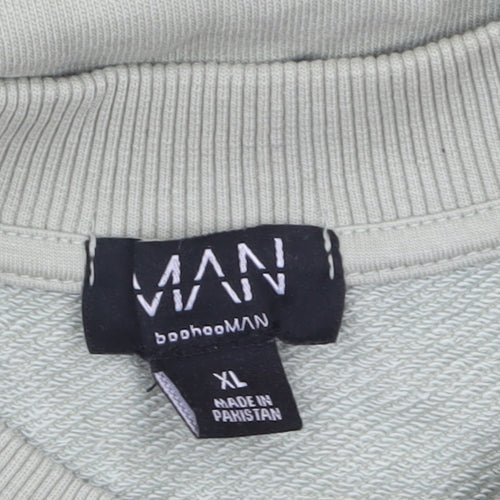 boohooMAN Men's Green XL Pullover Sweatshirt Crew Neck Regular Fit