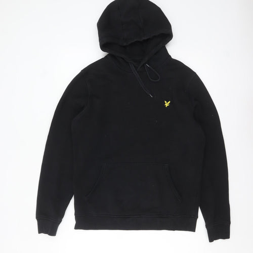 Lyle & Scott Men's Black Pullover Hoodie Size M Logo Fleece
