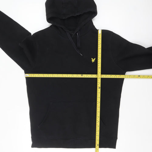 Lyle & Scott Men's Black Pullover Hoodie Size M Logo Fleece