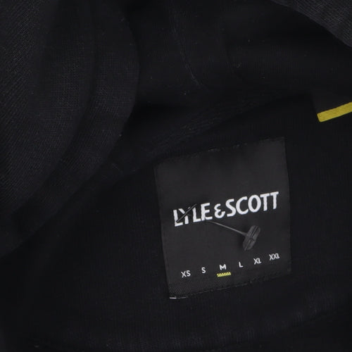 Lyle & Scott Men's Black Pullover Hoodie Size M Logo Fleece