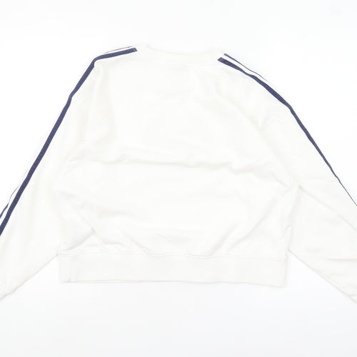 Adidas Originals Women White Sweatshirt Size 10 Logo Crew Neck Pullover