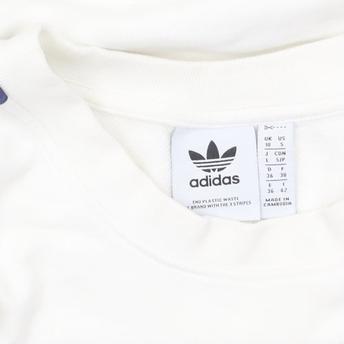 Adidas Originals Women White Sweatshirt Size 10 Logo Crew Neck Pullover