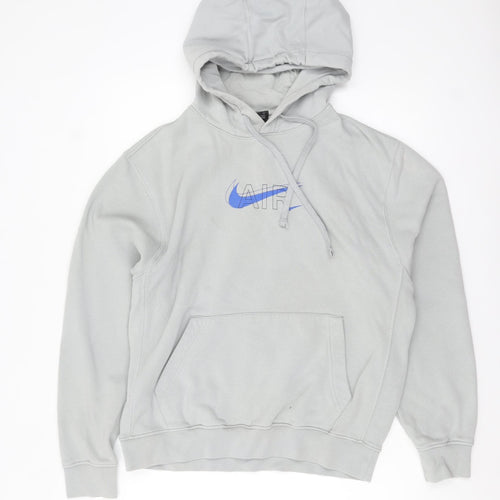 Nike Men's Grey Pullover Hoodie Small Sports Fleece Logo Jumper
