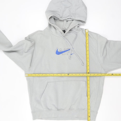 Nike Men's Grey Pullover Hoodie Small Sports Fleece Logo Jumper