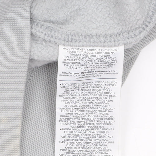 Nike Men's Grey Pullover Hoodie Small Sports Fleece Logo Jumper