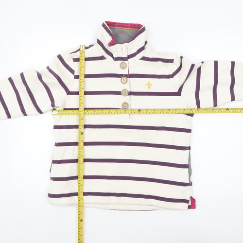 Toggi Women's Beige & Purple Striped Henley Sweatshirt UK 12 Cotton Blend