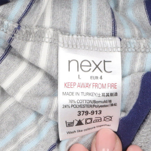 Next Men's Blue Striped Pullover Hoodie Size L Cotton Blend
