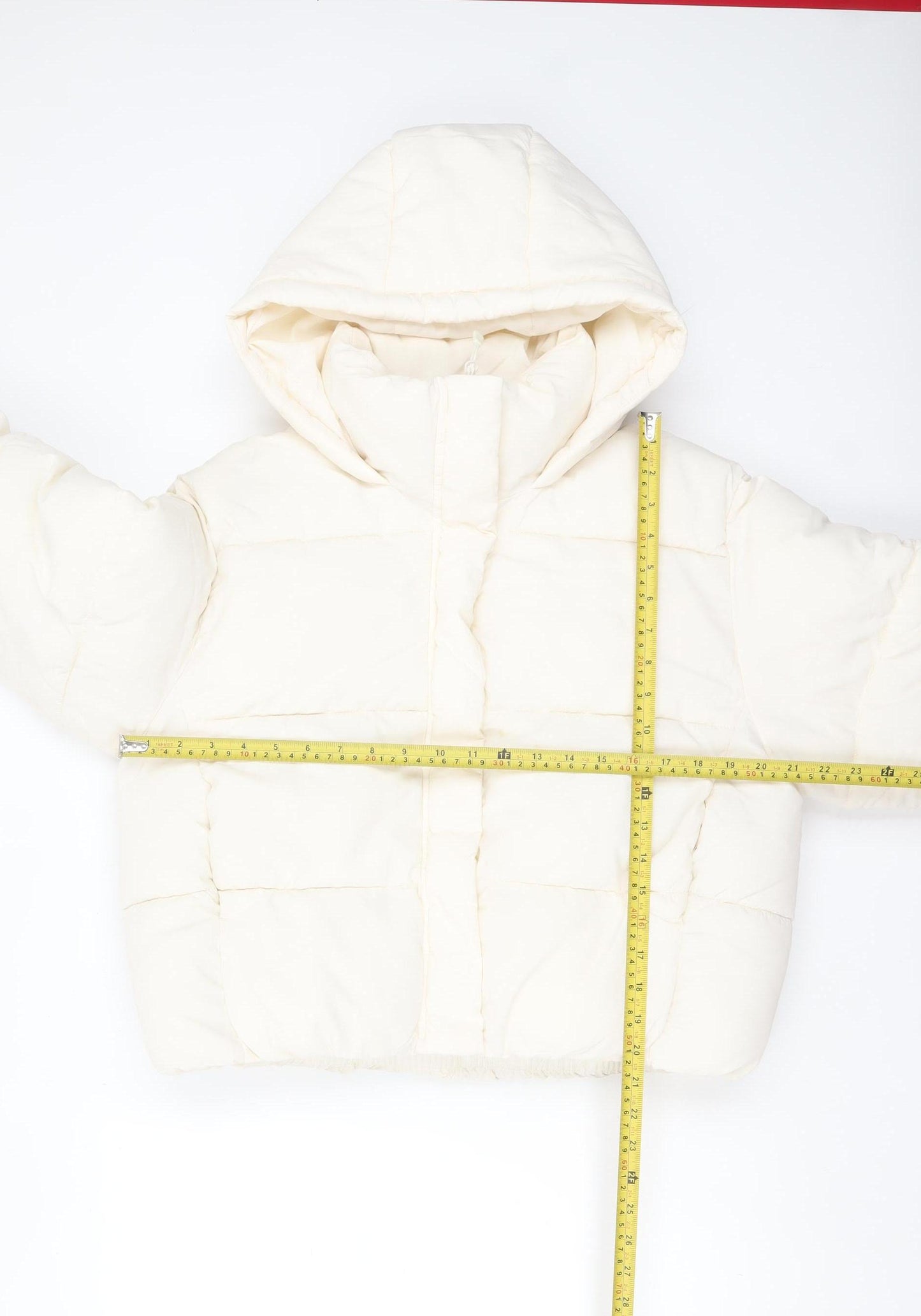 H&M Divided Women’s Ivory Cropped Hooded Puffer Jacket Size S