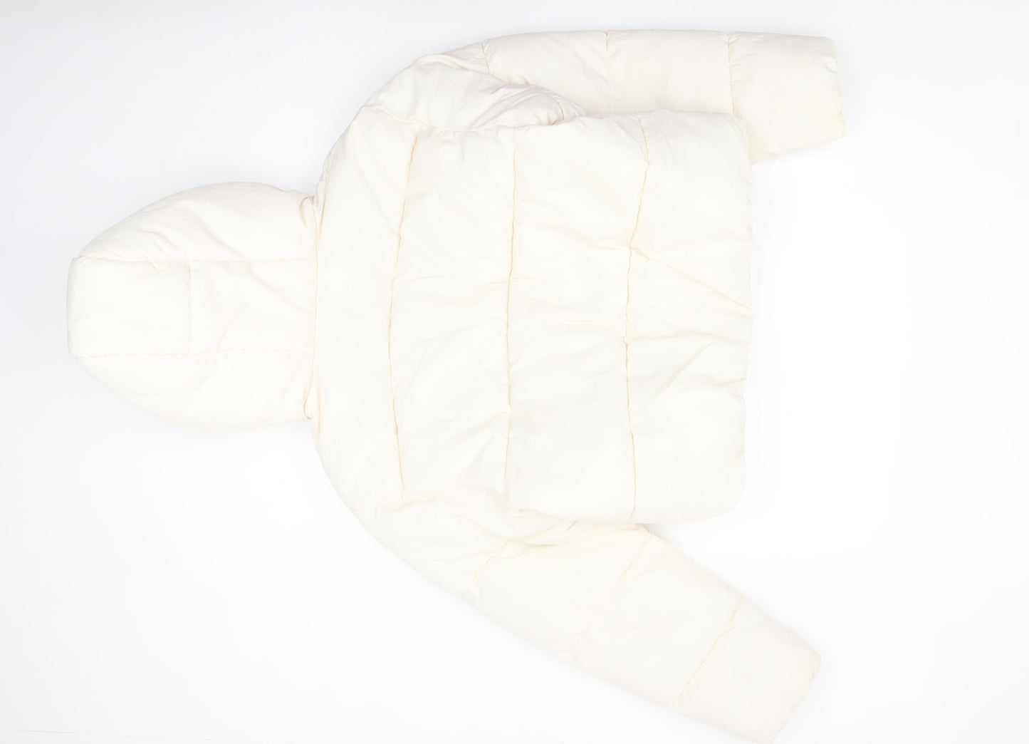 H&M Divided Women’s Ivory Cropped Hooded Puffer Jacket Size S