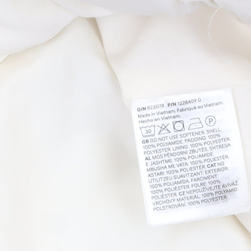 H&M Divided Women’s Ivory Cropped Hooded Puffer Jacket Size S