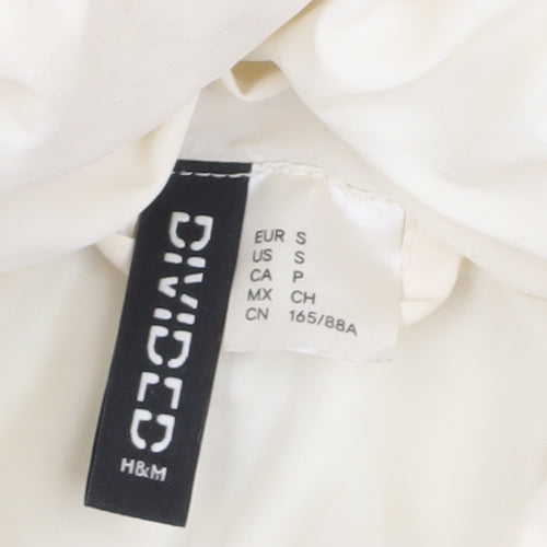 H&M Divided Women’s Ivory Cropped Hooded Puffer Jacket Size S
