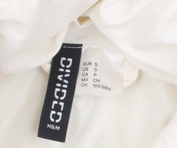 H&M Divided Women’s Ivory Cropped Hooded Puffer Jacket Size S