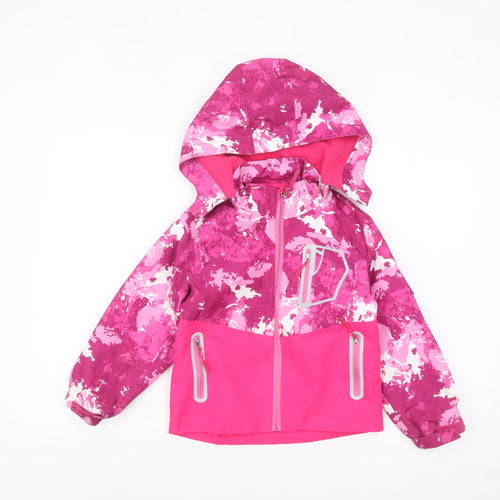 Top&Sky Kids Girls Pink Camouflage Hooded Waterproof Rain Jacket 4-5 Years