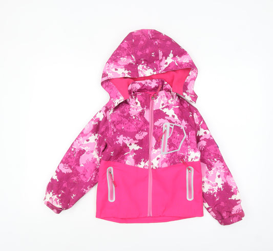 Top&Sky Kids Girls Pink Camouflage Hooded Waterproof Rain Jacket 4-5 Years