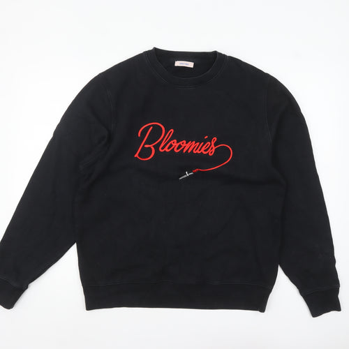 Bloomie’s Men Black Medium Pullover Sweatshirt Embroidered Logo