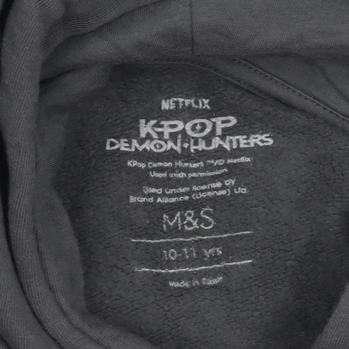 Marks and Spencer Boys Black KPOP Demon Hunters Hoodie 10-11 Years Pullover