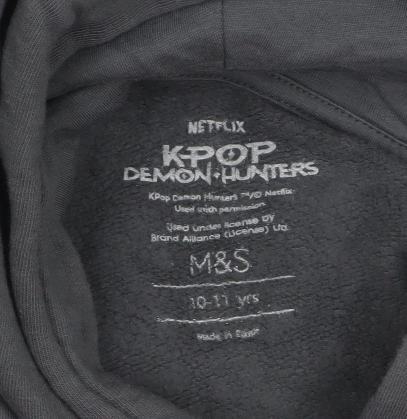 Marks and Spencer Boys Black KPOP Demon Hunters Hoodie 10-11 Years Pullover