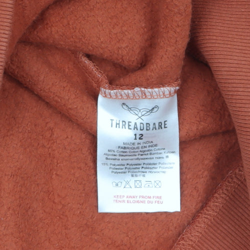 Threadbare Women’s Rust Pullover Hoodie Size 12 Cotton Blend Lined