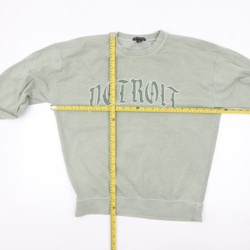 PrettyLittleThing Men's Green Detroit Graphic Pullover Sweatshirt M