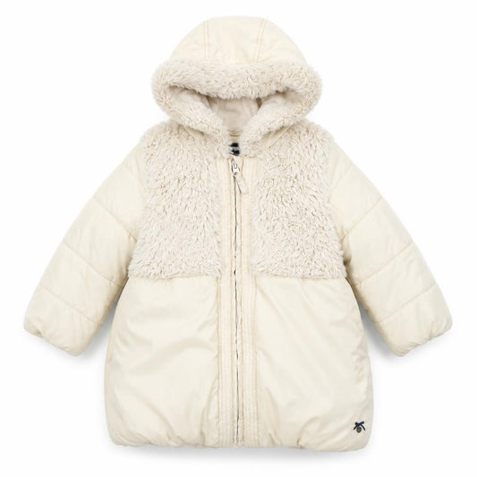 Junior J by Jasper Conran Girls Ivory Hooded Faux Fur Puffer Coat 4-5 Years
