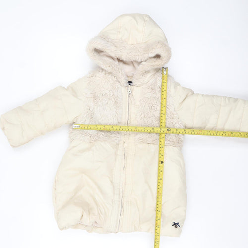 Junior J by Jasper Conran Girls Ivory Hooded Faux Fur Puffer Coat 4-5 Years