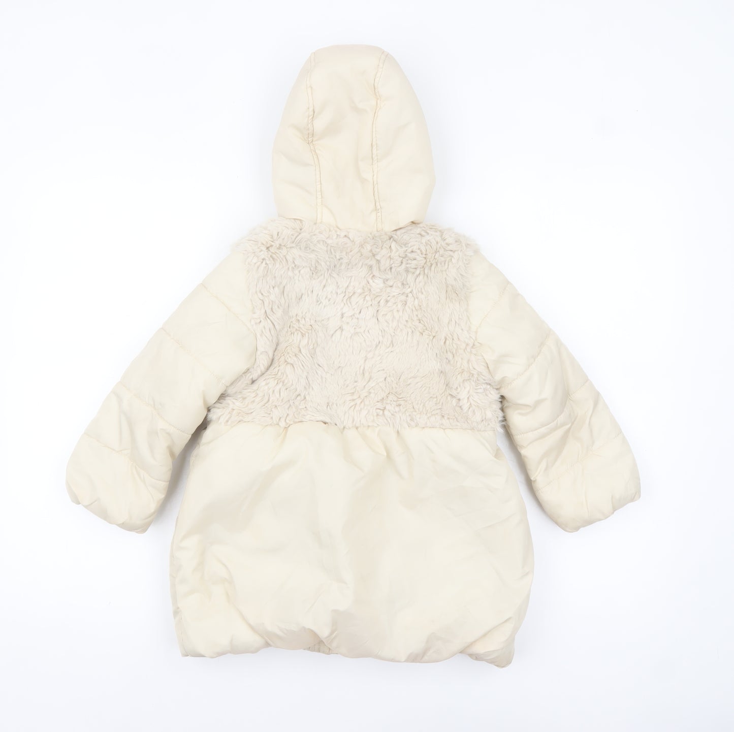 Junior J by Jasper Conran Girls Ivory Hooded Faux Fur Puffer Coat 4-5 Years