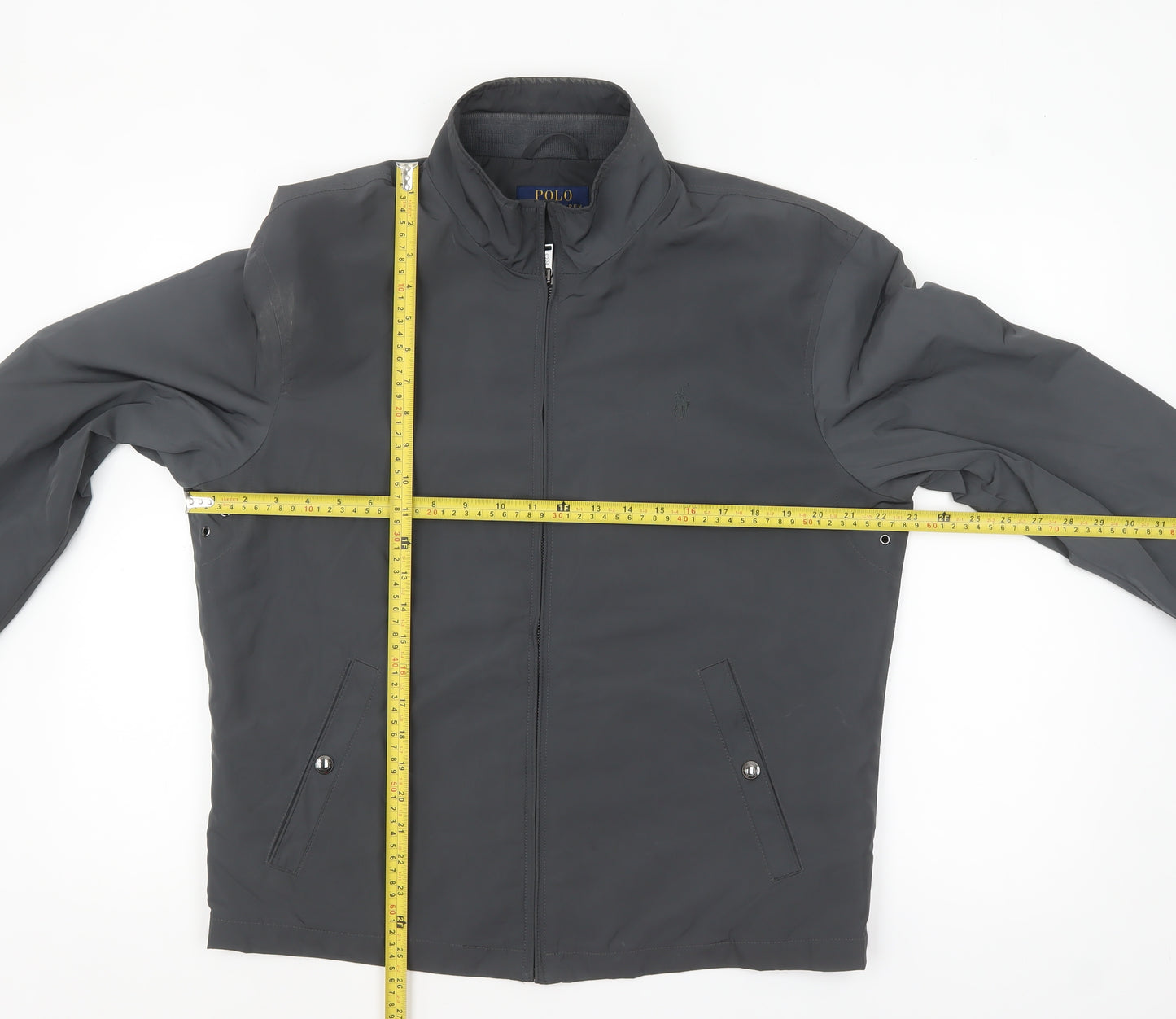 Ralph Lauren Men's Grey Bomber Jacket M Full Zip Lightweight Polyester