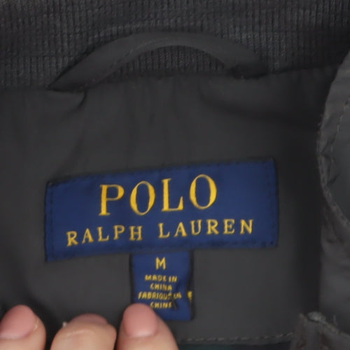 Ralph Lauren Men's Grey Bomber Jacket M Full Zip Lightweight Polyester
