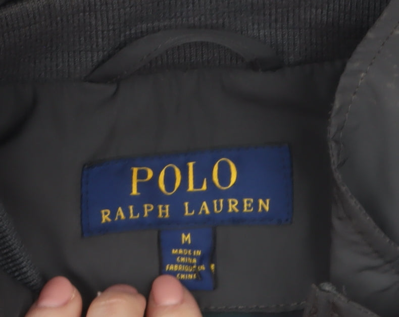 Ralph Lauren Men's Grey Bomber Jacket M Full Zip Lightweight Polyester