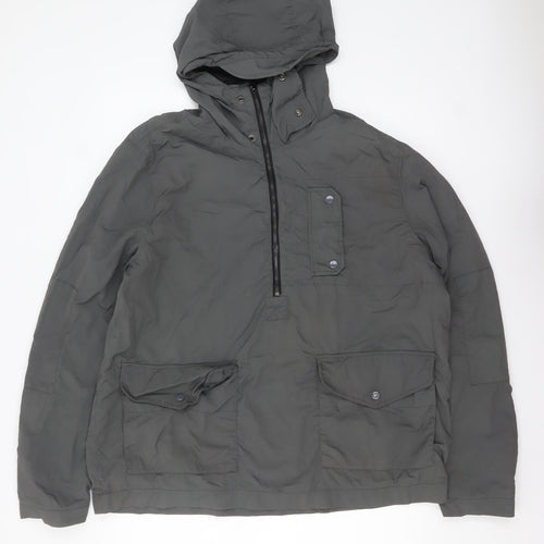 Next Men’s Grey Nylon Hooded Anorak Jacket L Lightweight Outdoor