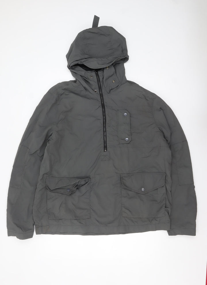 Next Men’s Grey Nylon Hooded Anorak Jacket L Lightweight Outdoor