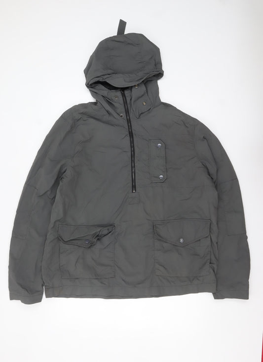 Next Men’s Grey Nylon Hooded Anorak Jacket L Lightweight Outdoor