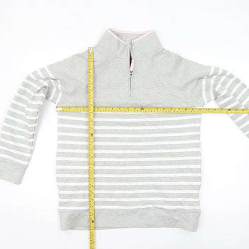 Crew Clothing Company Women Grey Striped 1/2 Zip Sweatshirt Size 12