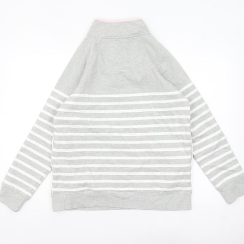 Crew Clothing Company Women Grey Striped 1/2 Zip Sweatshirt Size 12