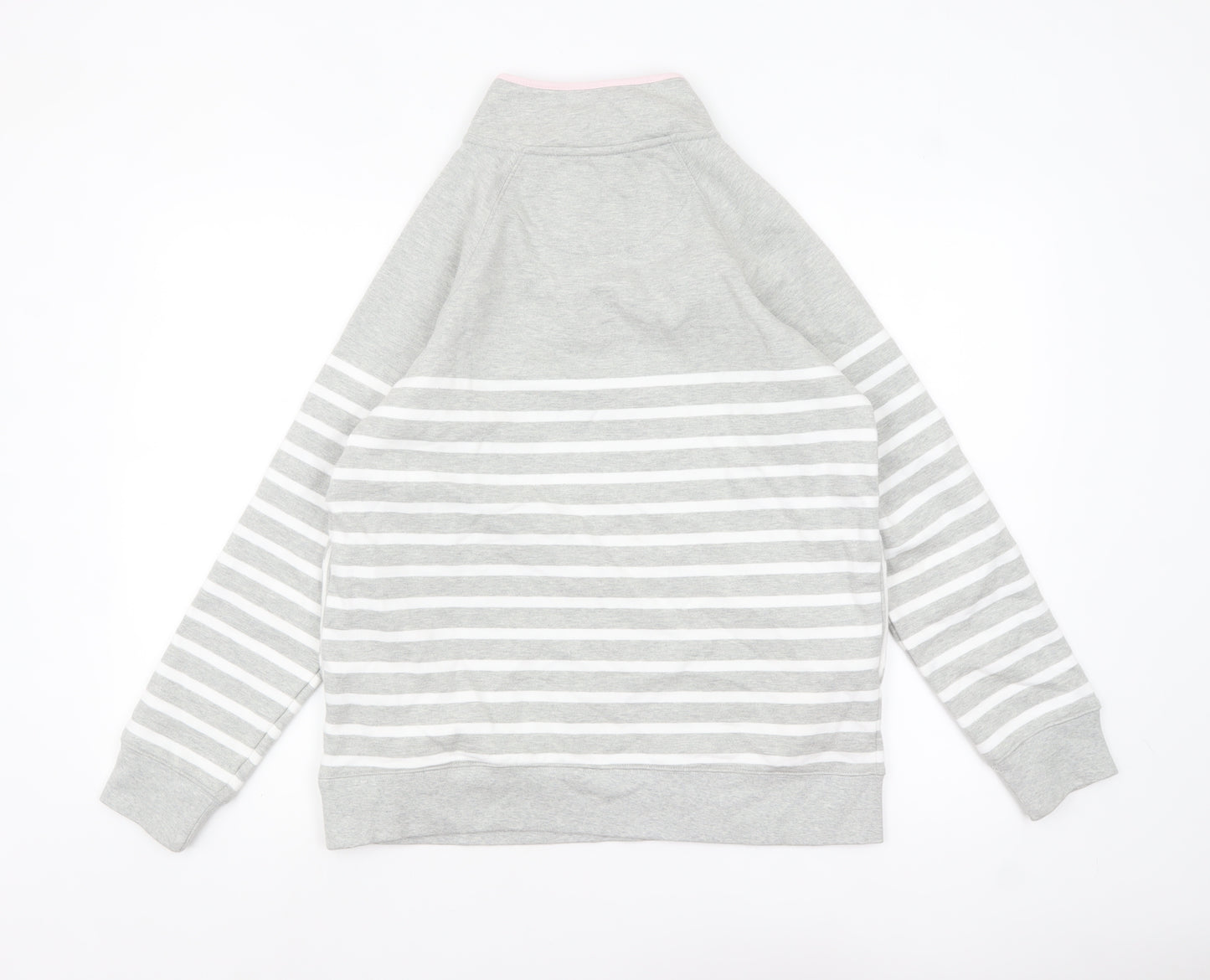 Crew Clothing Company Women Grey Striped 1/2 Zip Sweatshirt Size 12
