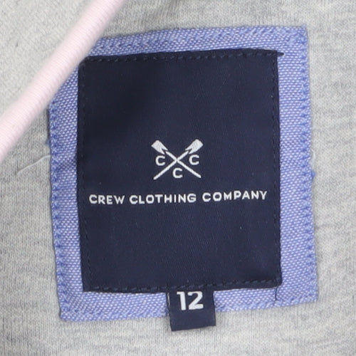 Crew Clothing Company Women Grey Striped 1/2 Zip Sweatshirt Size 12