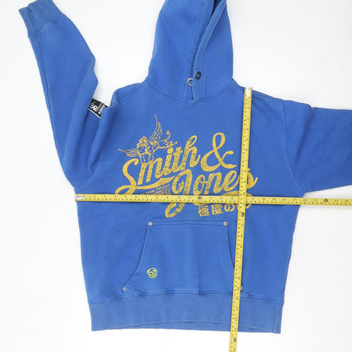 Smith & Jones Men's Blue Pullover Hoodie Medium Graphic Fleece Sweatshirt