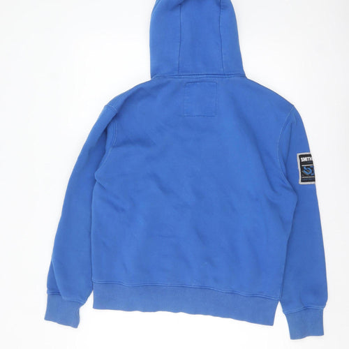 Smith & Jones Men's Blue Pullover Hoodie Medium Graphic Fleece Sweatshirt