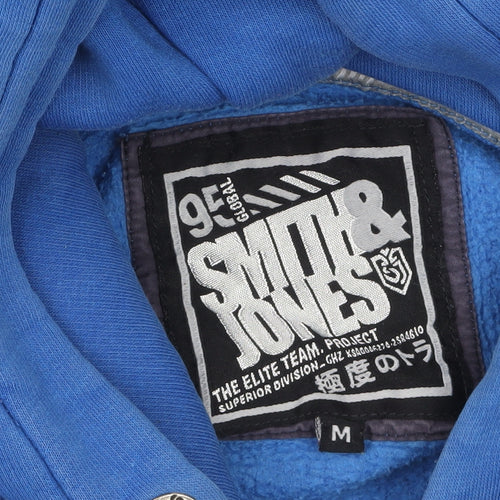 Smith & Jones Men's Blue Pullover Hoodie Medium Graphic Fleece Sweatshirt