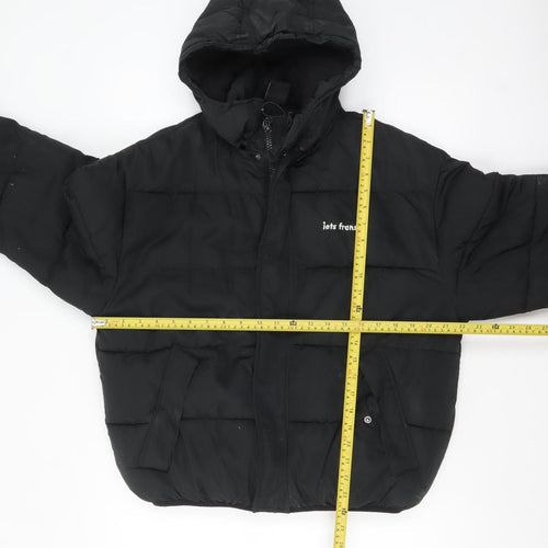 iets frans Womens Black XS Short Puffer Jacket Hooded Winter Coat