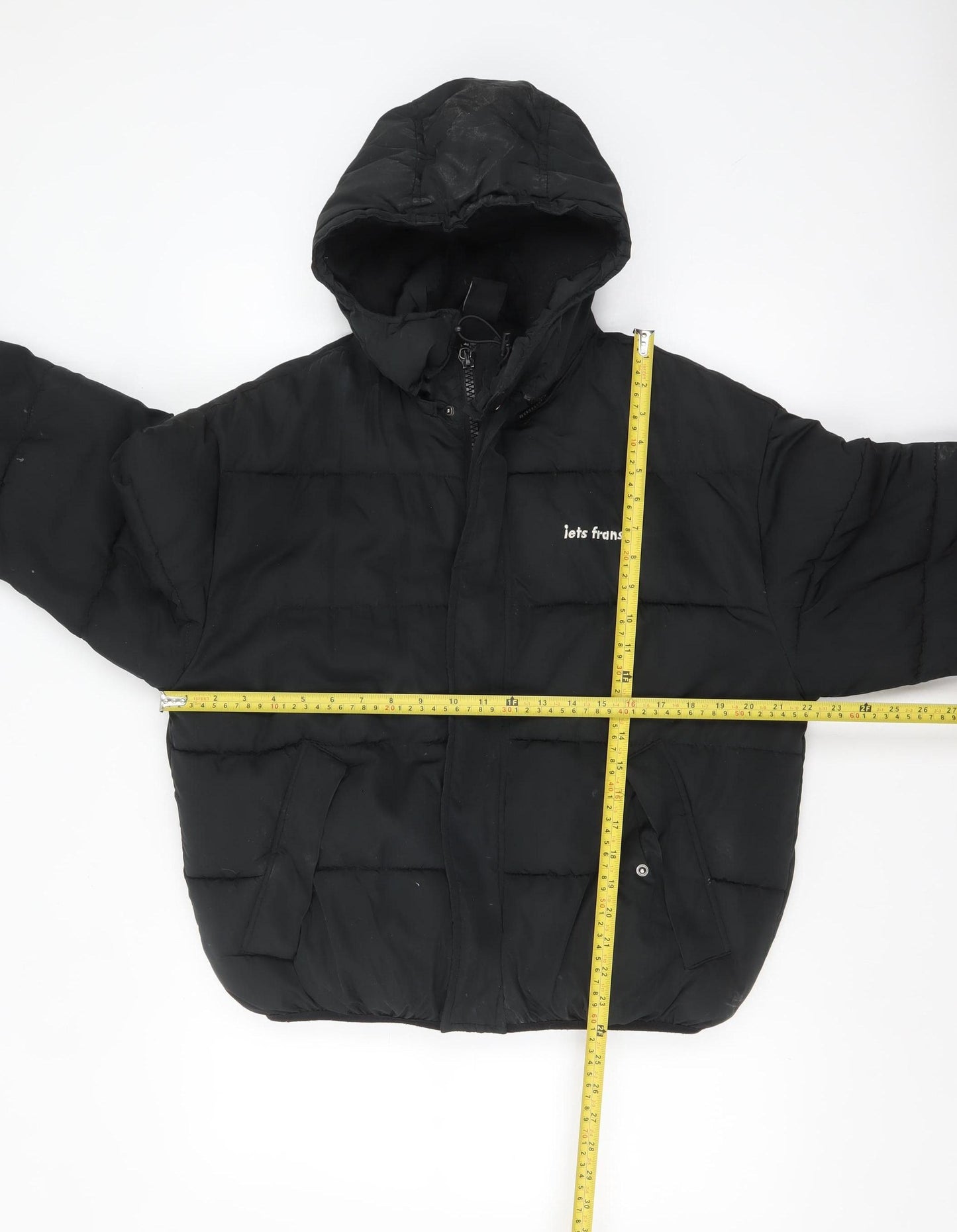 iets frans Womens Black XS Short Puffer Jacket Hooded Winter Coat