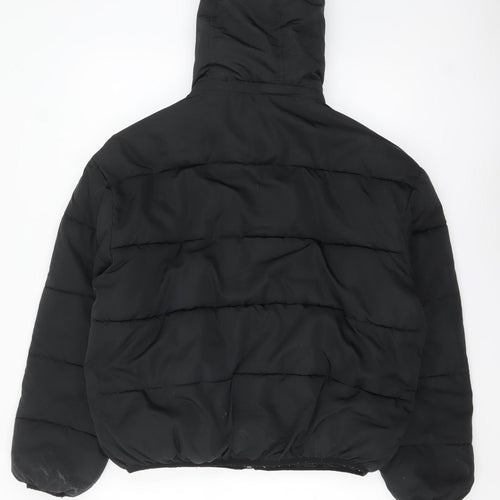 iets frans Womens Black XS Short Puffer Jacket Hooded Winter Coat