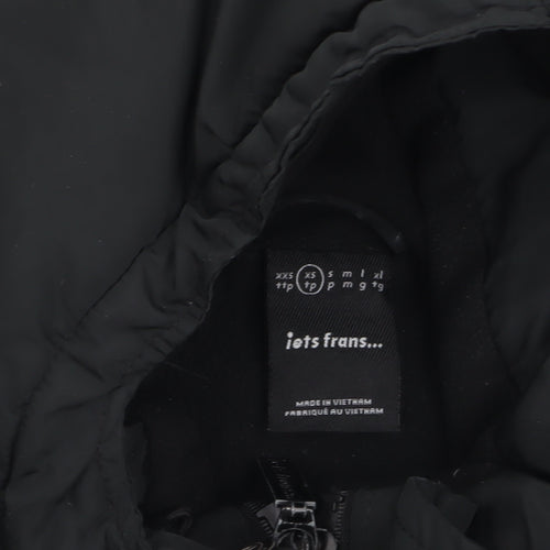 iets frans Womens Black XS Short Puffer Jacket Hooded Winter Coat