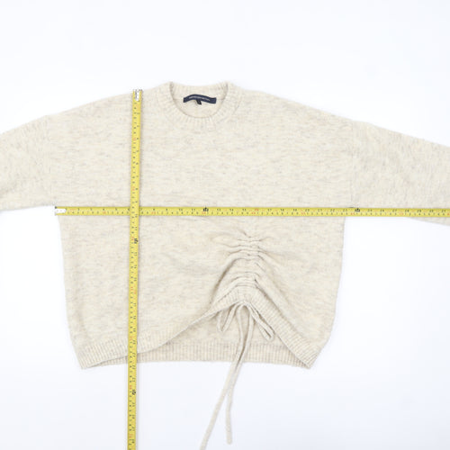 French Connection Women Beige Crew Neck Ruched Jumper Size S