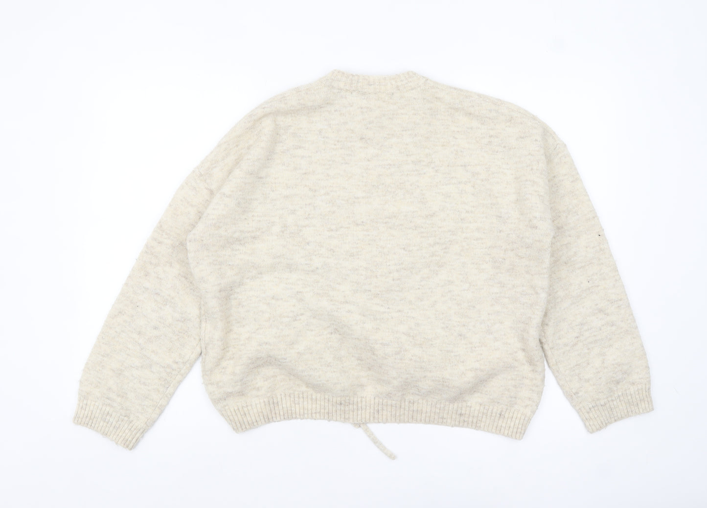 French Connection Women Beige Crew Neck Ruched Jumper Size S