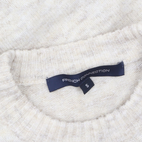 French Connection Women Beige Crew Neck Ruched Jumper Size S