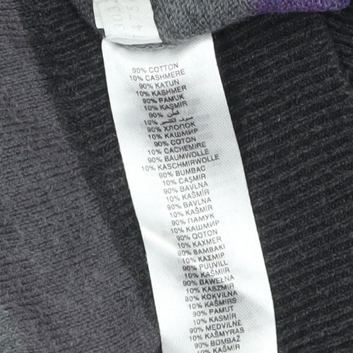 Jeff Banks Men's Multicoloured Striped V-Neck Cotton Cashmere Jumper L