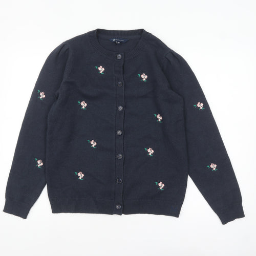 Crew Clothing Women Blue Floral Embroidered Cardigan Size 10