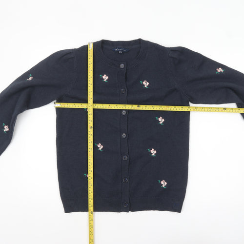 Crew Clothing Women Blue Floral Embroidered Cardigan Size 10